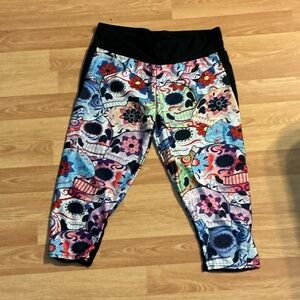 Floral Skull Print Women's Leggings